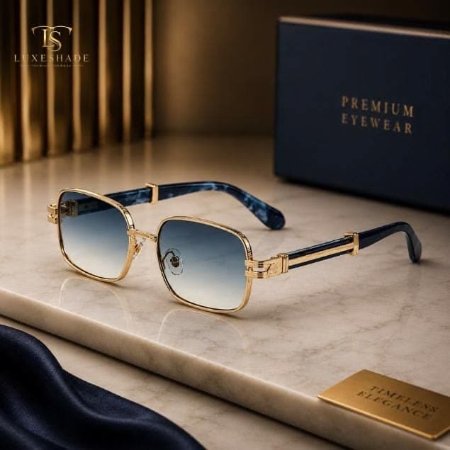 Rectangle Gradient Sunglasses — Gold
