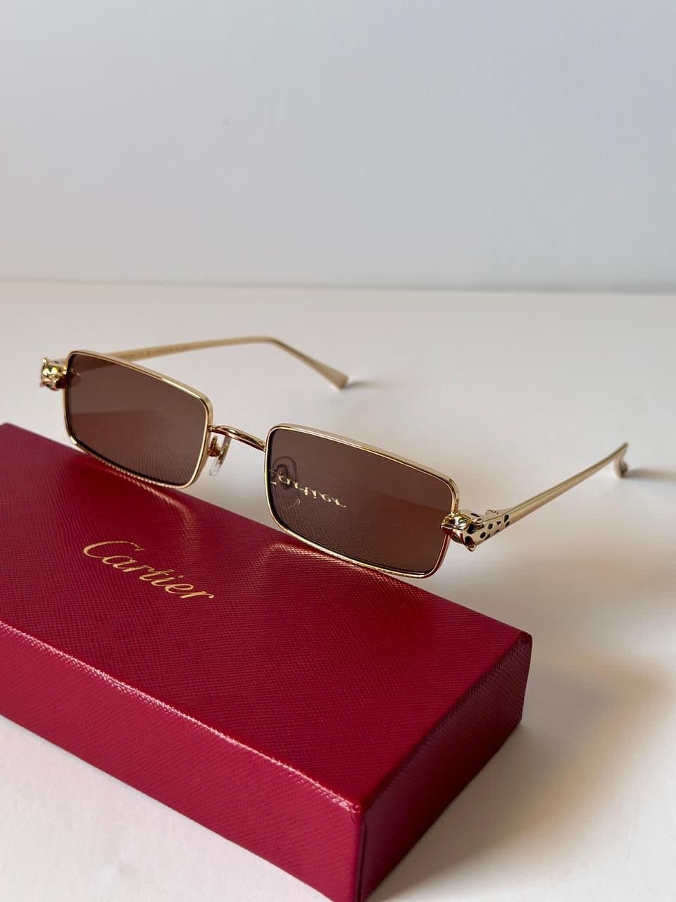 Slim Rectangle Sunglasses — Brown Lens