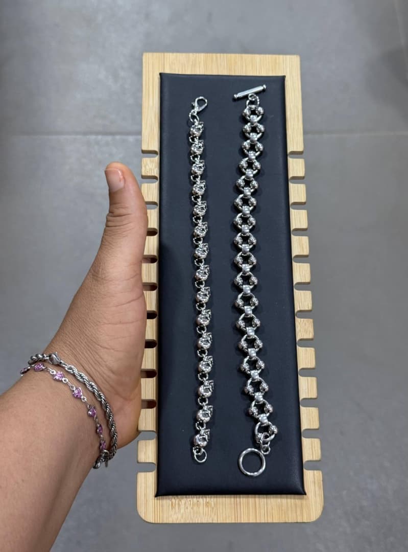 Vintage Chrome Heart Bracelet