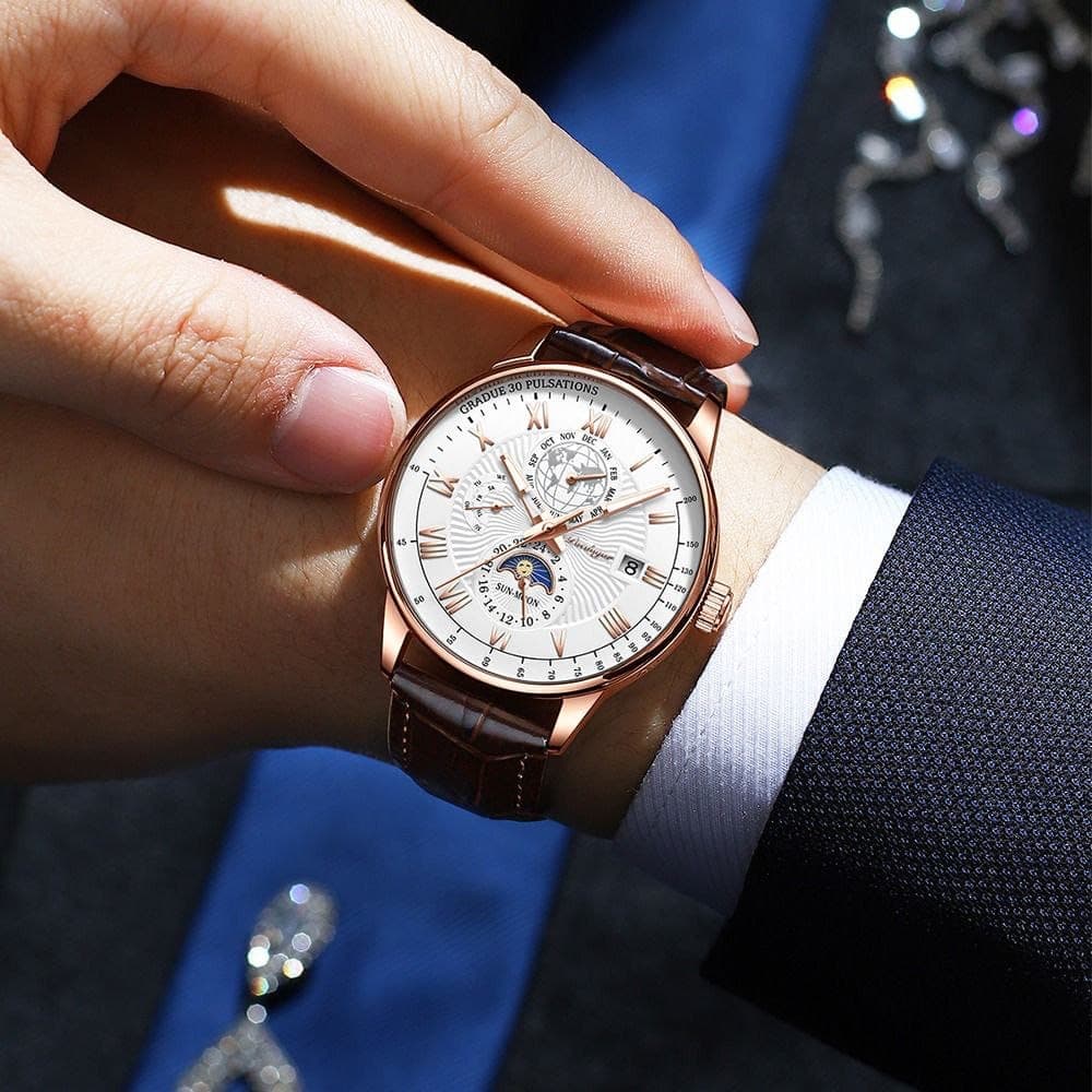 Poedgar leather Nautilus wristwatch — Watches — Rose Fashion