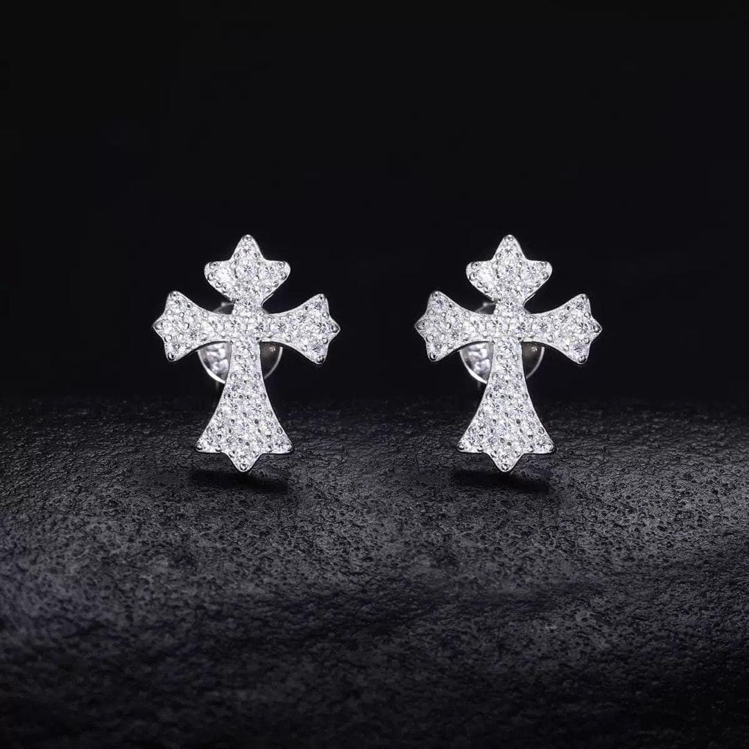 White Cross Diamond VVS Moissanite Earrings 💎 — Diamonds 💎 — Rose Fashion