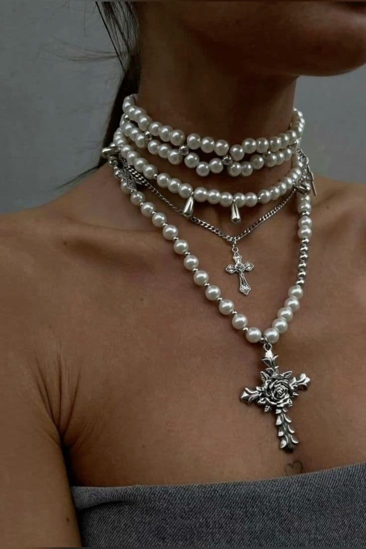3in1 Gothic Styled Pearl necklace — Neckpieces — Rose Fashion