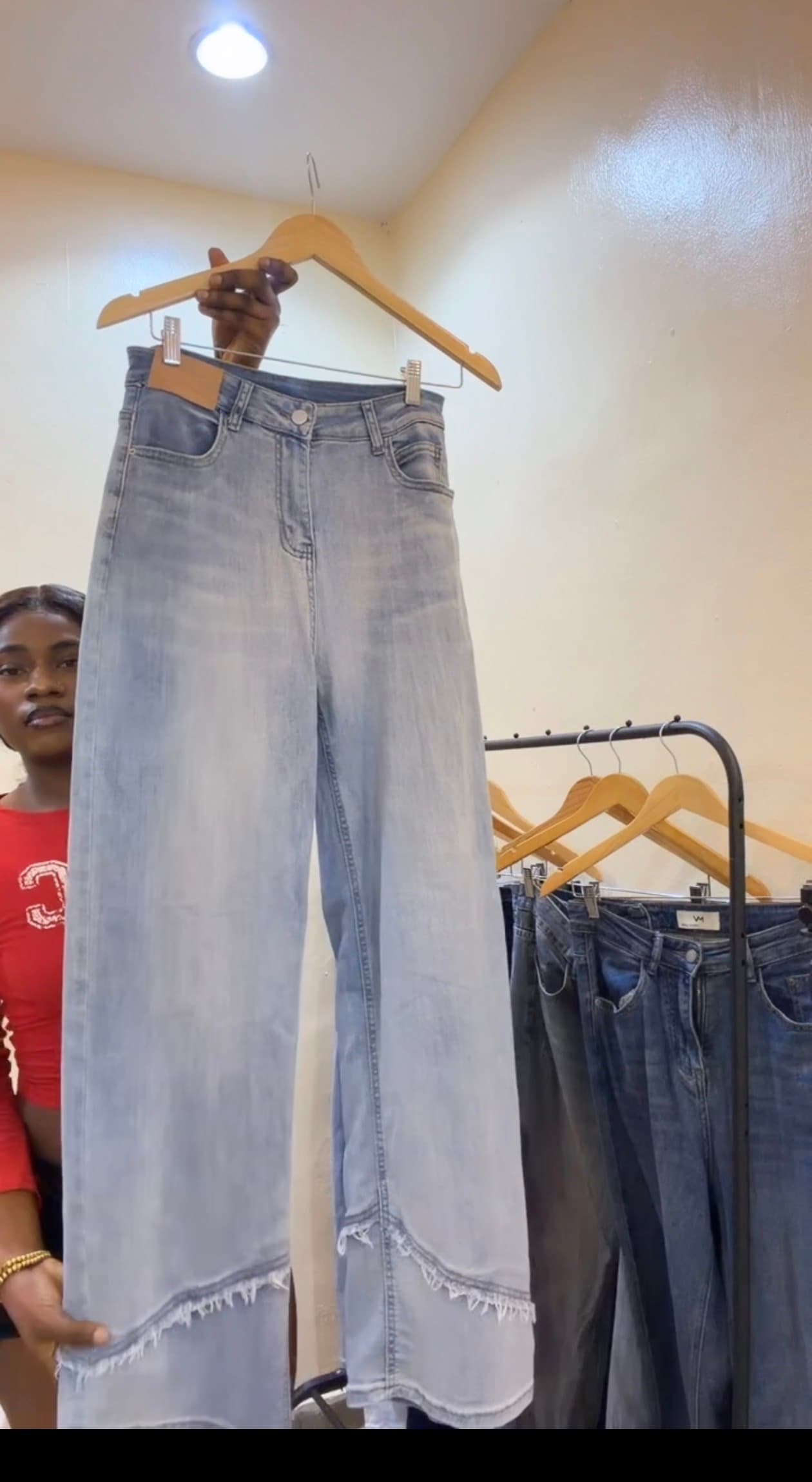 Wide-Leg Mom Jeans — Sky Wash — Thrifted Jeans — Rose Fashion