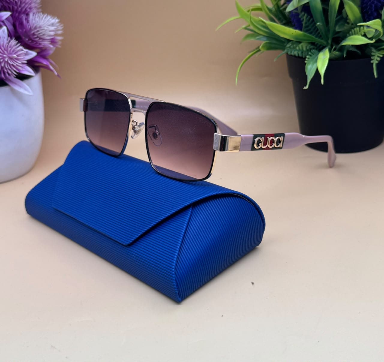 Square double-bridge sunglasses — Glasses — Rose Fashion