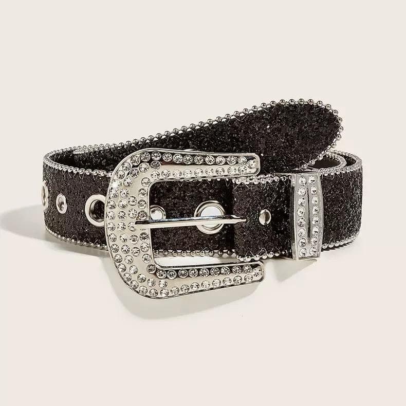 Y2K Rhinestone Western Belta — Belts — Rose Fashion