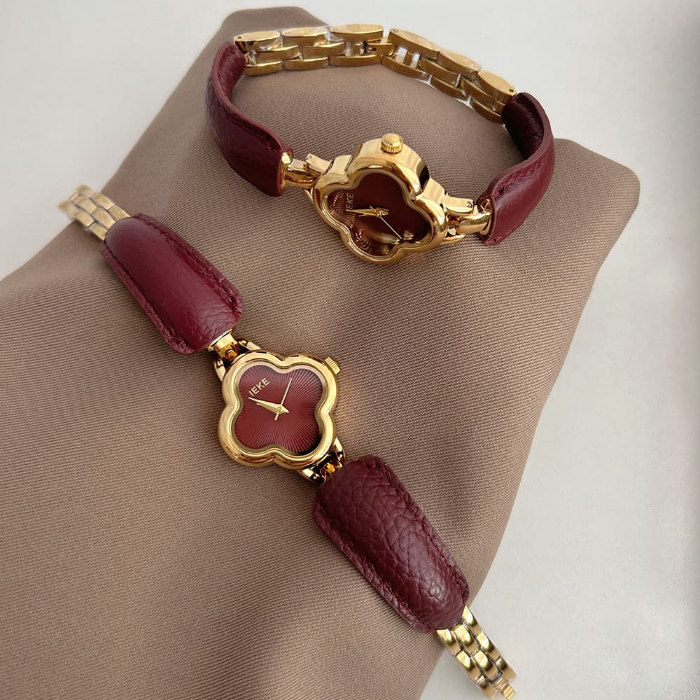 Vintage Ancora Red Leather strap bracelet Watch — Watches — Rose Fashion