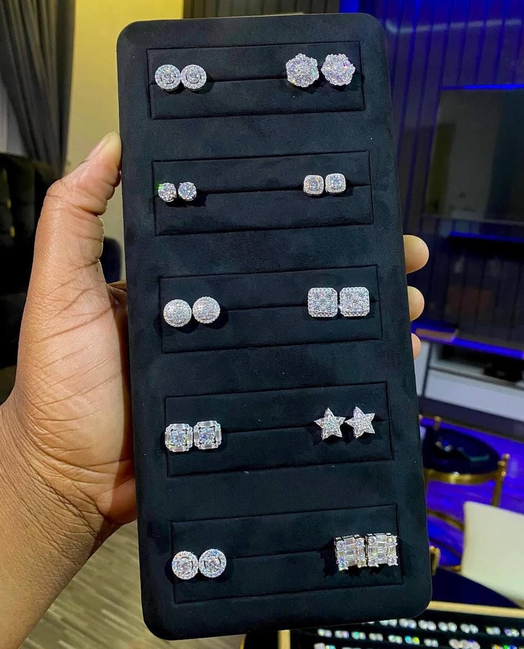 White Diamond VVS Moussanite Earrings โ Diamonds ๐ โ Rose Fashion