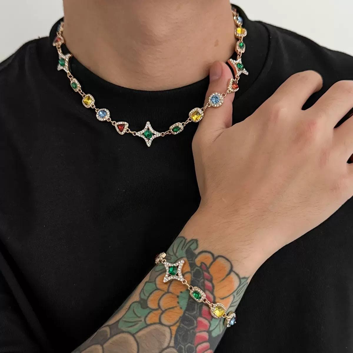 CZ colorful necklace and bracelet set โ Neckpieces โ Rose Fashion