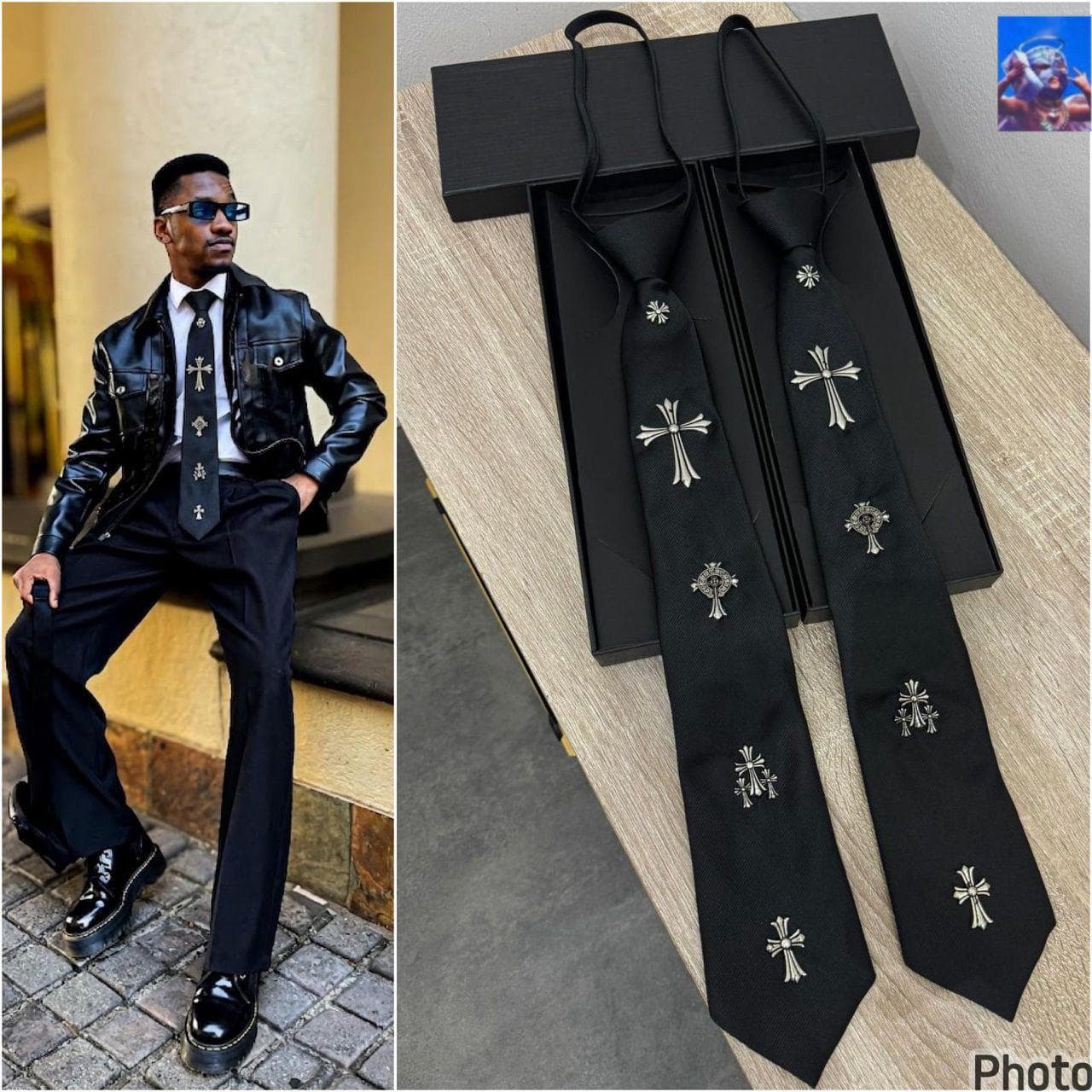 Unisex chrome heart tie โ Accessories โ Rose Fashion