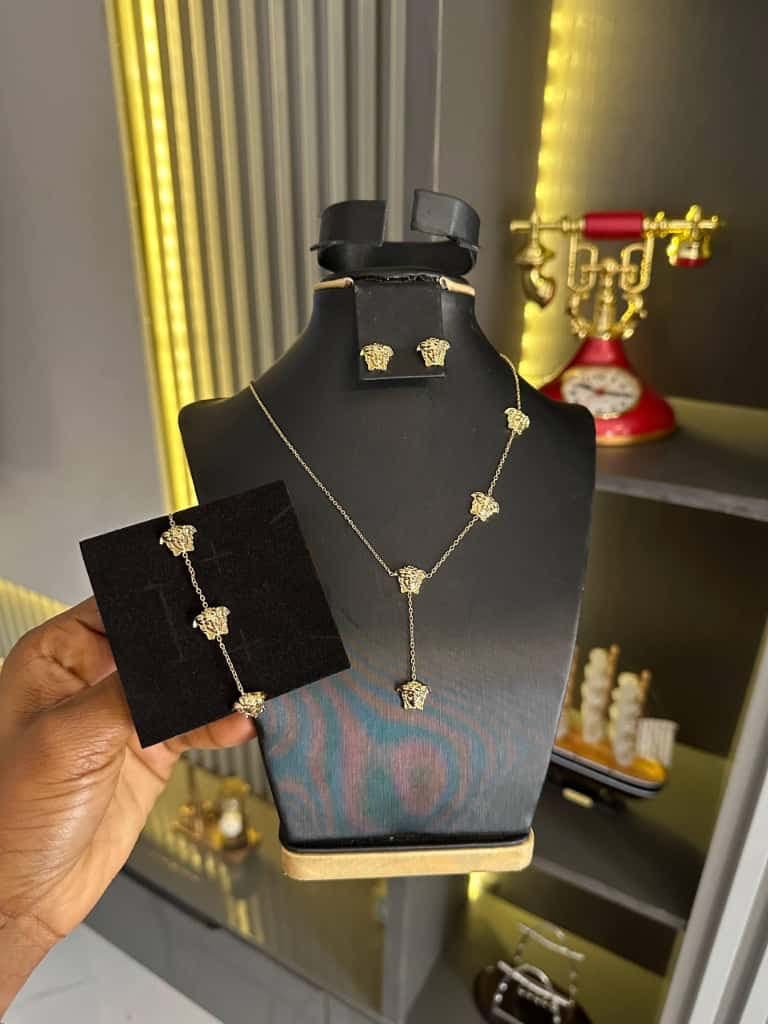 Gold Stainless steel Necklace set โ Neckpieces โ Rose Fashion