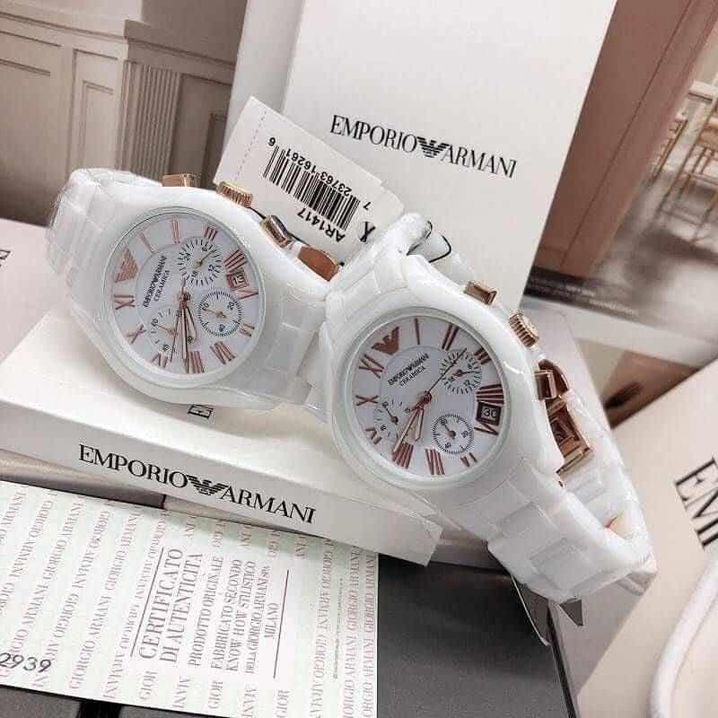 EMPORIO ARMANI CERAMIC WATCH ( white ) โ Watches โ Rose Fashion